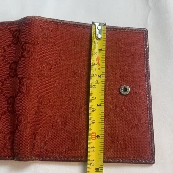Gucci GG mono Flap Canvas/Leather Red Women Wallet Vintage - Picture 16 of 16